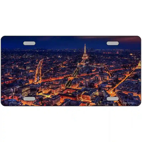 Paris At Night Eiffel Tower In Center Novelty Metal License Plate 24" x 12" (LLP)