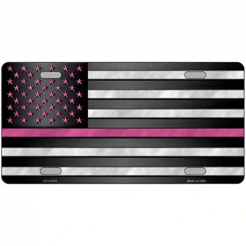 Thin Pink Line With Pink Stars Novelty License Plate 24" x 12" (LLP)