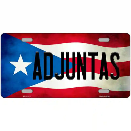 Adjuntas Puerto Rico Flag License Plate Metal Novelty 24" x 12" (LLP)