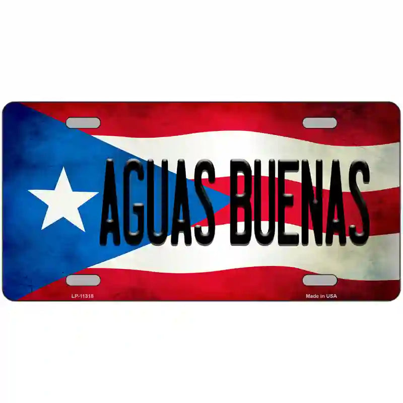 Aguas Buenas Puerto Rico Flag License Plate Metal Novelty 24" x 12" (LLP)