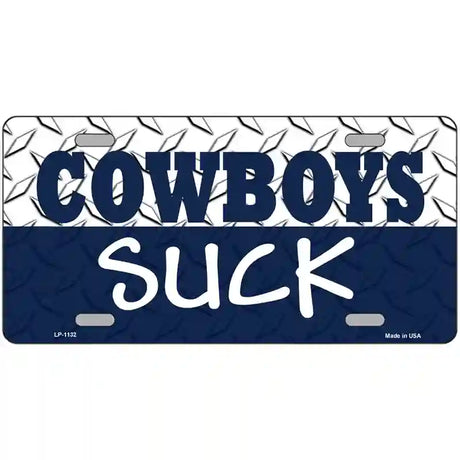 Cowboys Suck Novelty Metal License Plate 24" x 12" (LLP)