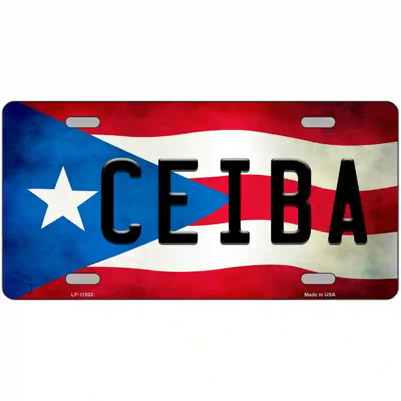 Ceiba Puerto Rico Flag License Plate Metal Novelty 24" x 12" (LLP)