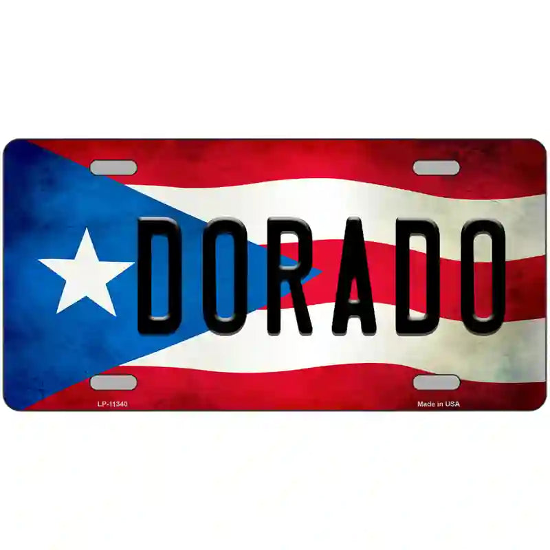 Dorado Puerto Rico Flag License Plate Metal Novelty 24" x 12" (LLP)