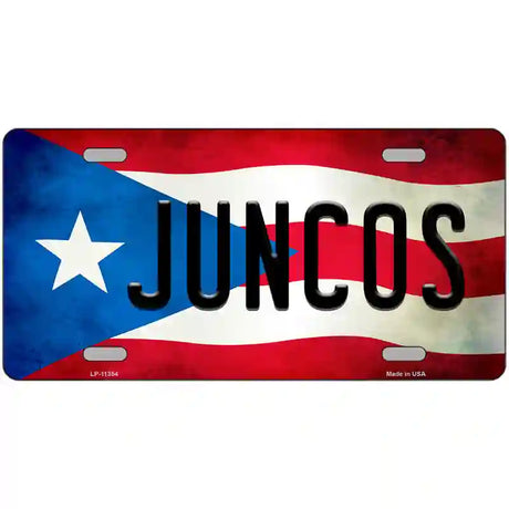 Juncos Puerto Rico Flag License Plate Metal Novelty 24" x 12" (LLP)