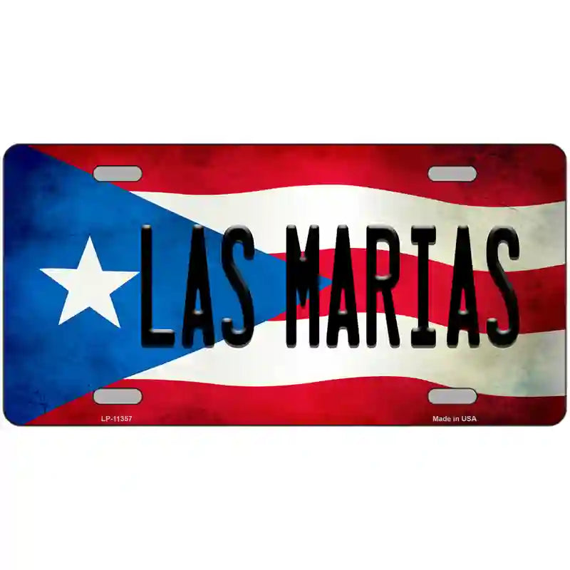 Las Marias Puerto Rico Flag License Plate Metal Novelty 24" x 12" (LLP)