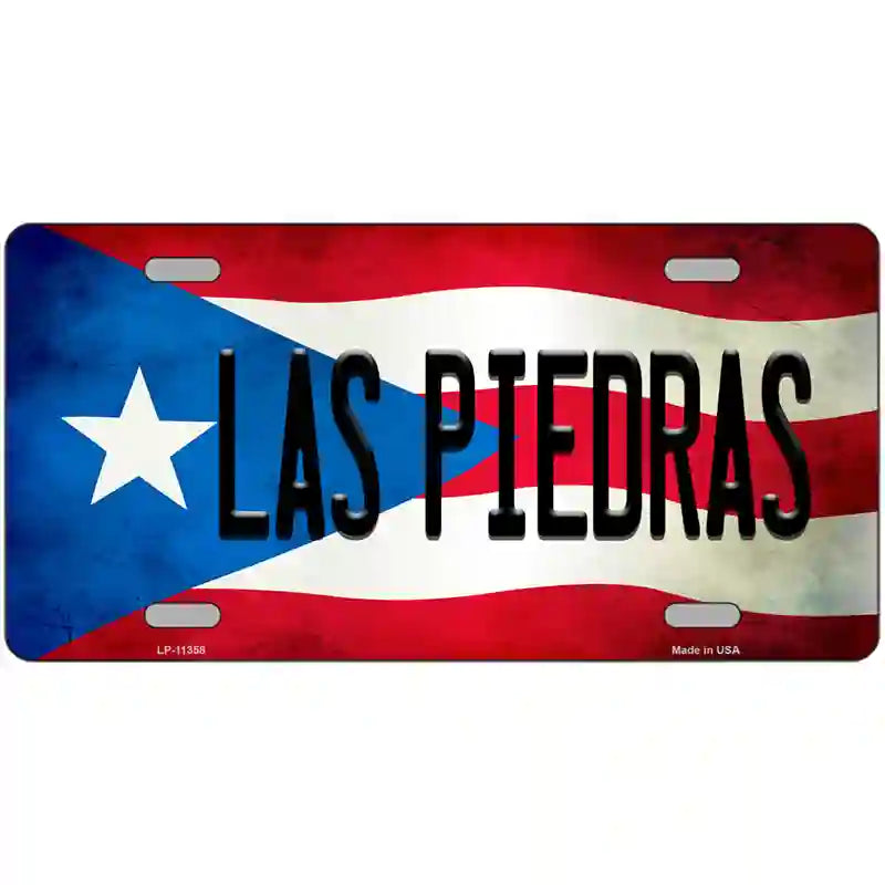 Las Piedras Puerto Rico Flag License Plate Metal Novelty 24" x 12" (LLP)