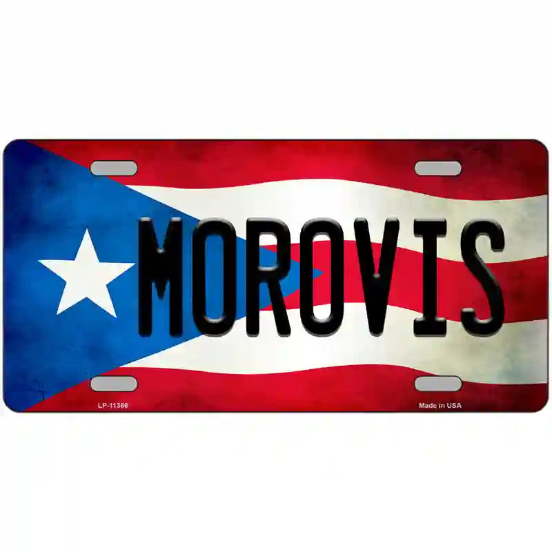 Morovis Puerto Rico Flag License Plate Metal Novelty 24" x 12" (LLP)