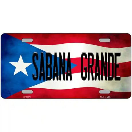 Sabana Grande Puerto Rico Flag License Plate Metal Novelty 24" x 12" (LLP)