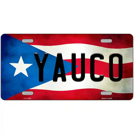 Yauco Puerto Rico Flag License Plate Metal Novelty 24" x 12" (LLP)