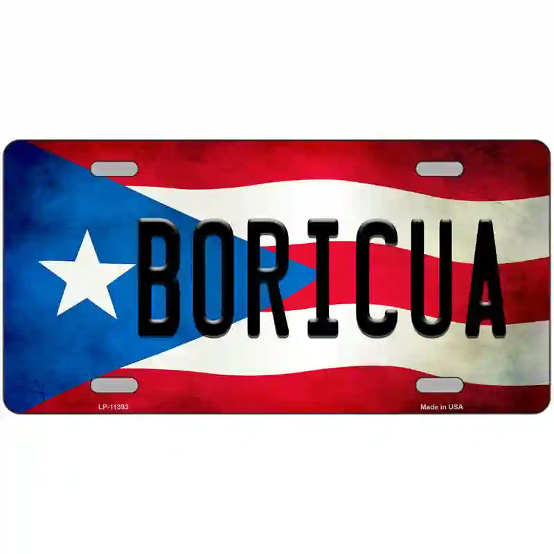 Boricua Puerto Rico Flag License Plate Metal Novelty 24" x 12" (LLP)