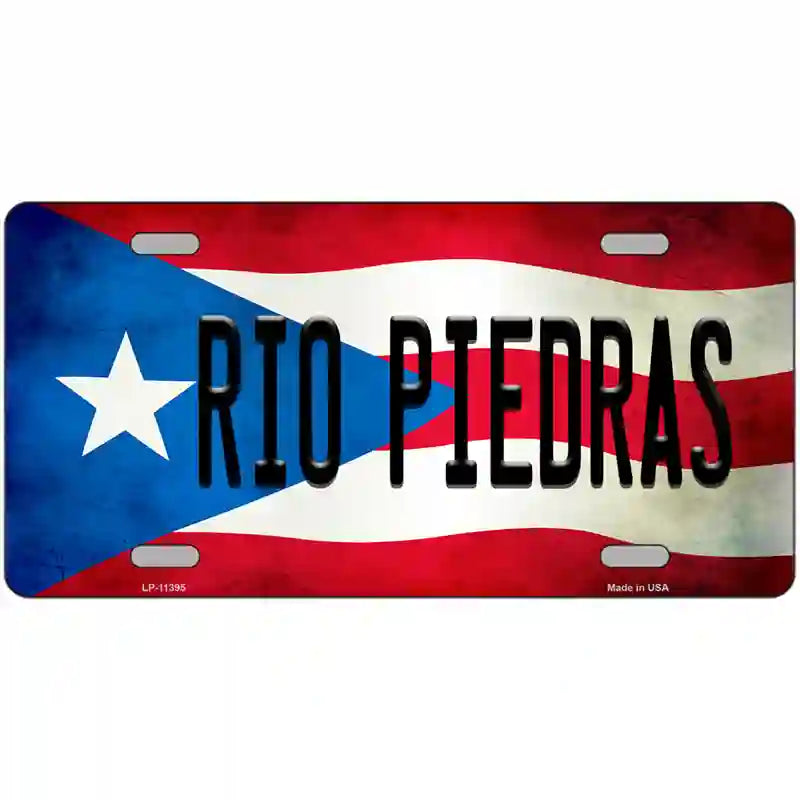 Rio Piedra Puerto Rico Flag License Plate Metal Novelty 24" x 12" (LLP)