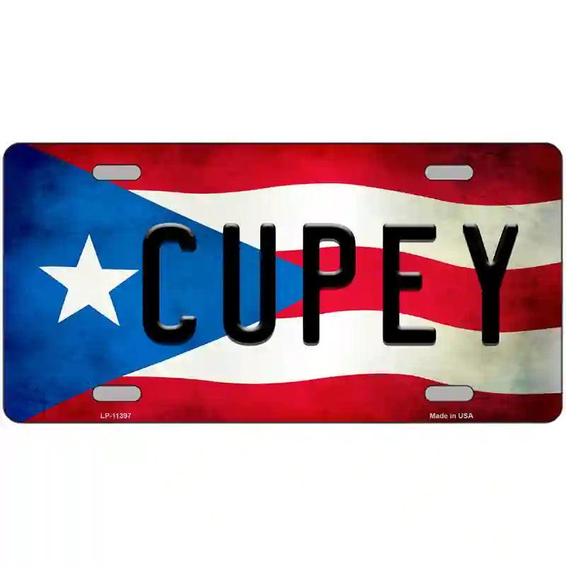 Cupey Puerto Rico Flag License Plate Metal Novelty 24" x 12" (LLP)