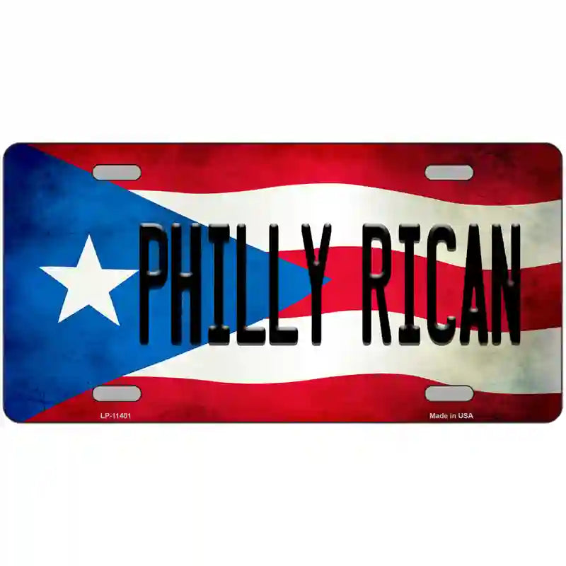 Philly Rican Puerto Rico Flag License Plate Metal Novelty 24" x 12" (LLP)