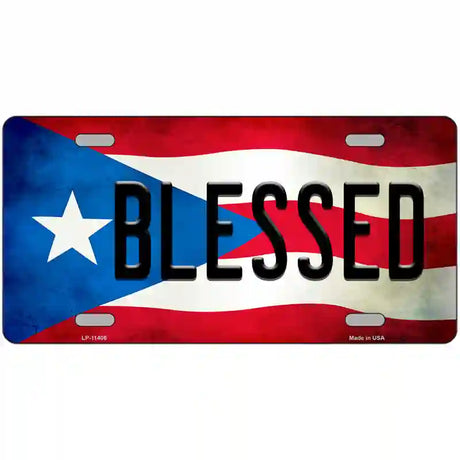 Blessed Puerto Rico Flag License Plate Metal Novelty 24" x 12" (LLP)