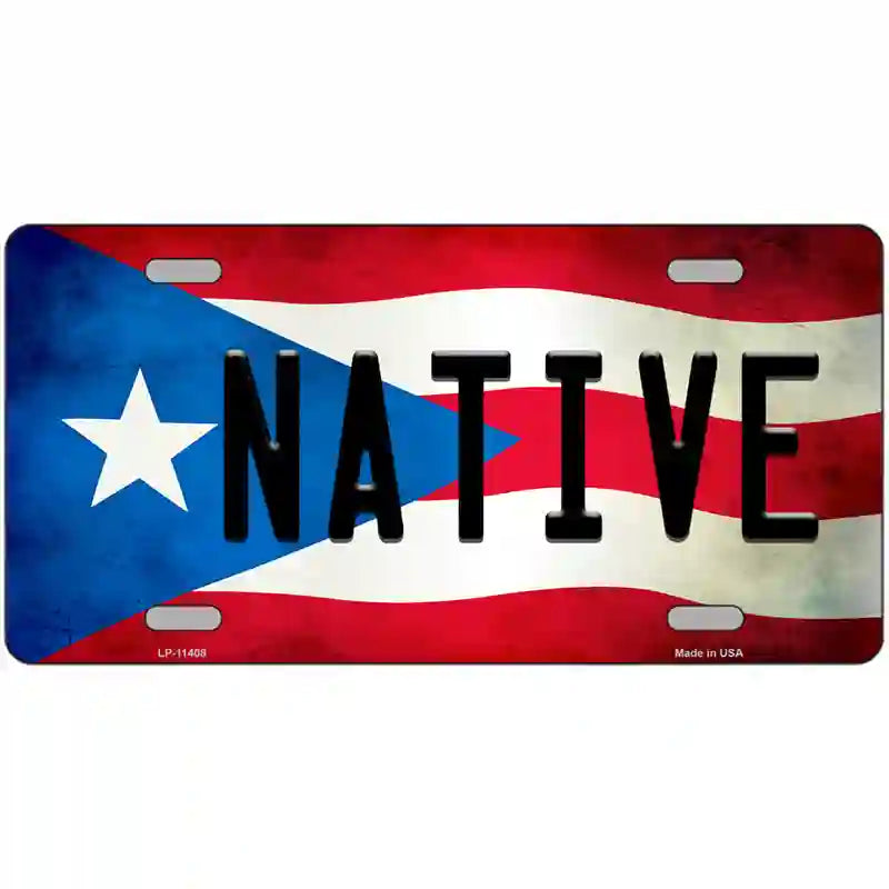 Native Puerto Rico Flag License Plate Metal Novelty 24" x 12" (LLP)