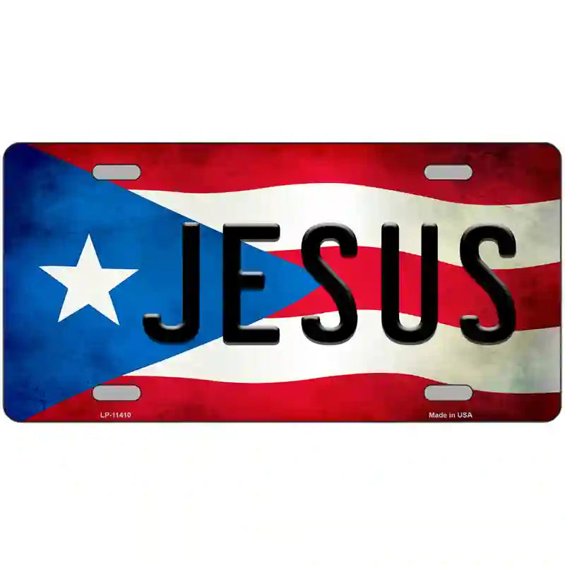 Jesus Puerto Rico Flag License Plate Metal Novelty 24" x 12" (LLP)