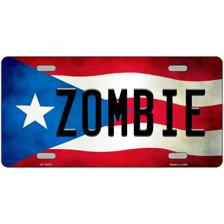 Zombie Puerto Rico Flag License Plate Metal Novelty 24" x 12" (LLP)