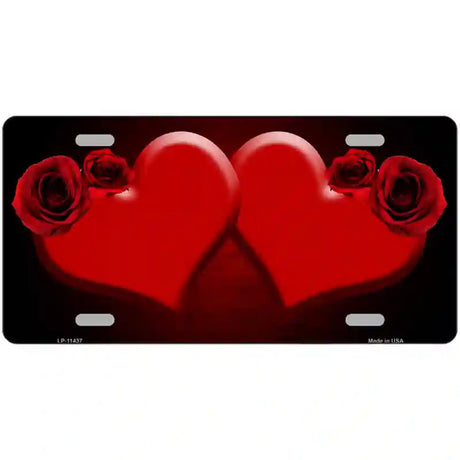 Hearts Over Roses In Red Novelty License Plate 24" x 12" (LLP)