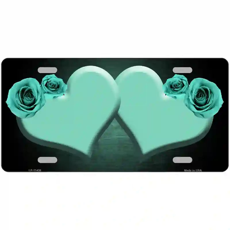 Hearts Over Roses In Mint Novelty License Plate 24" x 12" (LLP)