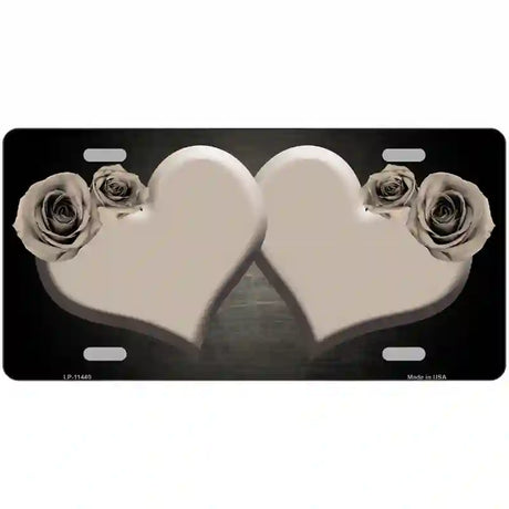 Hearts Over Roses In Tan Novelty License Plate 24" x 12" (LLP)