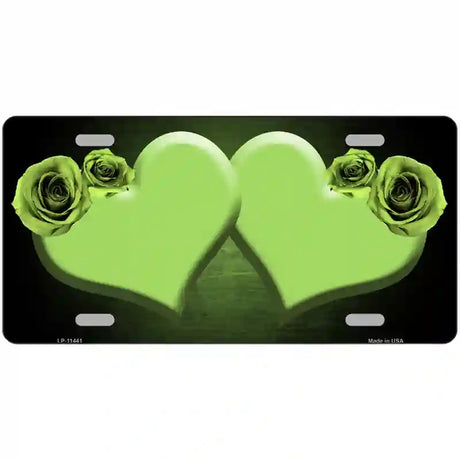 Hearts Over Roses In Lime Green Novelty License Plate 24" x 12" (LLP)