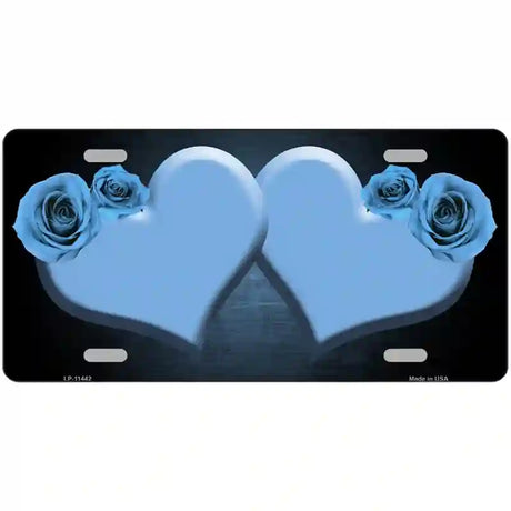 Hearts Over Roses In Light Blue Novelty License Plate 24" x 12" (LLP)