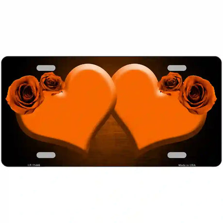 Hearts Over Roses In Orange Novelty License Plate 24" x 12" (LLP)