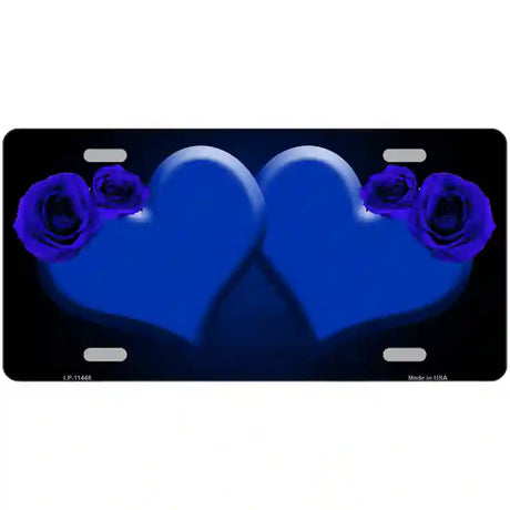 Hearts Over Roses In Blue Novelty License Plate 24" x 12" (LLP)