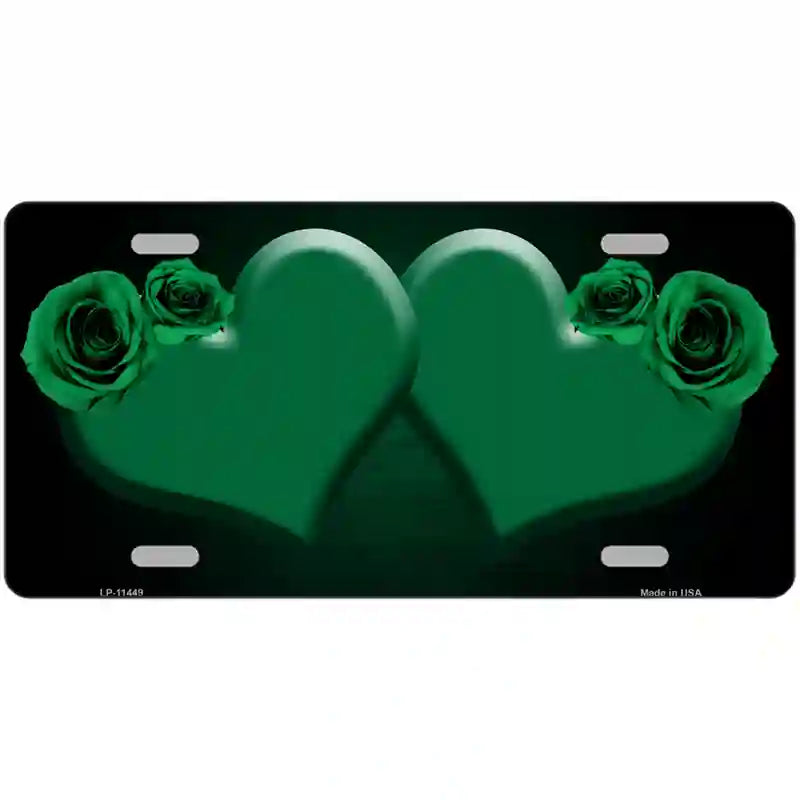 Hearts Over Roses In Green Novelty License Plate 24" x 12" (LLP)