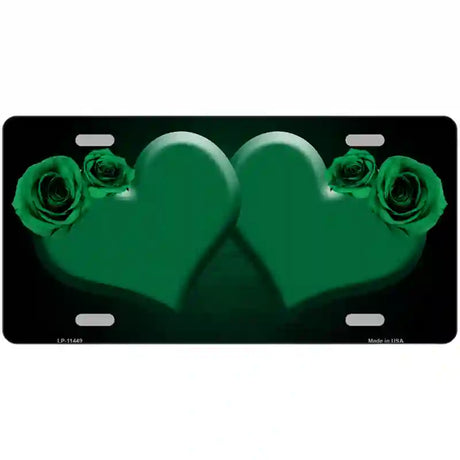 Hearts Over Roses In Green Novelty License Plate 24" x 12" (LLP)