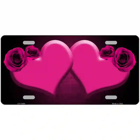 Hearts Over Roses In Pink Novelty License Plate 24" x 12" (LLP)