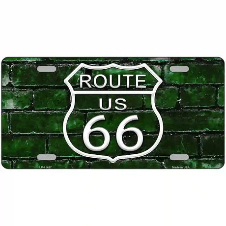 Route 66 Green Brick Wall Novelty License Plate 24" x 12" (LLP)