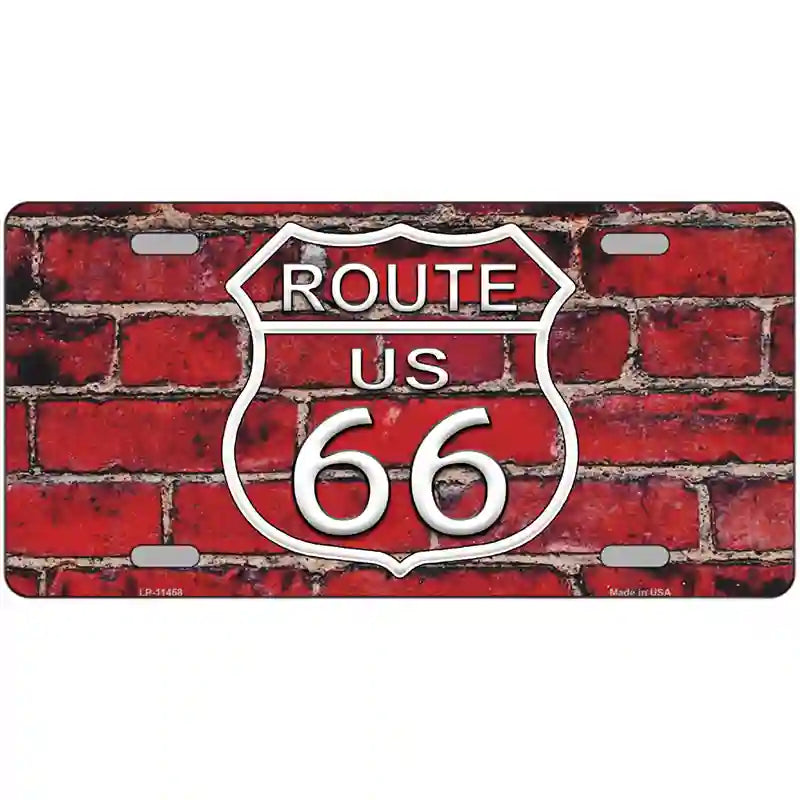 Route 66 Red Brick Wall Novelty License Plate 24" x 12" (LLP)