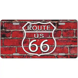 Route 66 Red Brick Wall Novelty License Plate 24" x 12" (LLP)