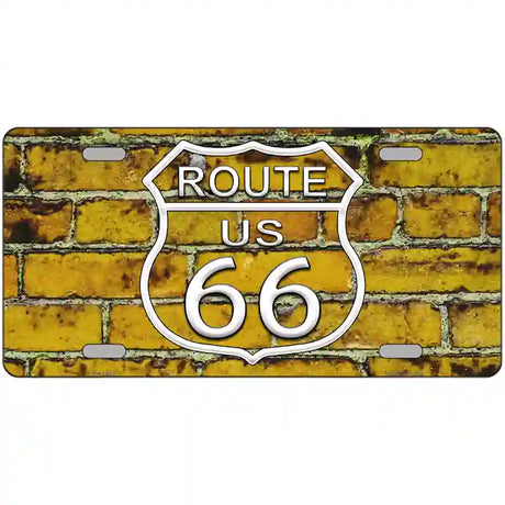 Route 66 Yellow Brick Wall Novelty License Plate 24" x 12" (LLP)