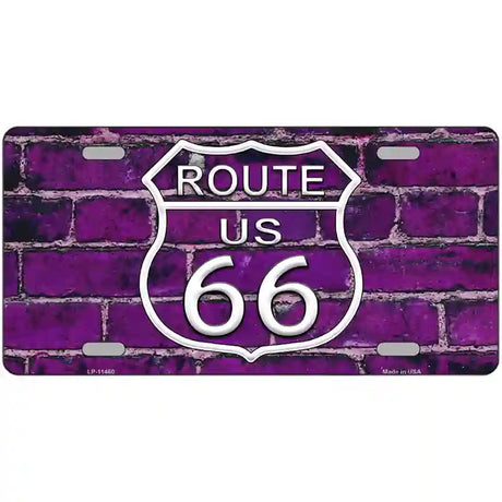 Route 66 Purple Brick Wall Novelty License Plate 24" x 12" (LLP)