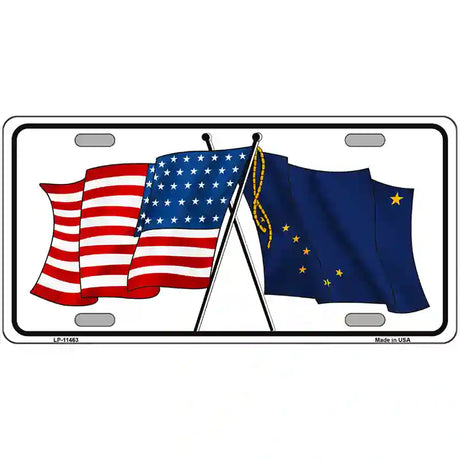 Alaska Crossed US Flag License Plate 24" x 12" (LLP)