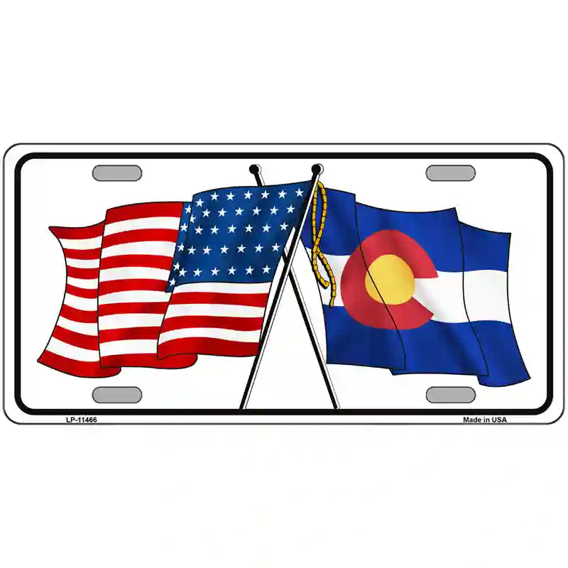 Colorado Crossed US Flag License Plate 24" x 12" (LLP)