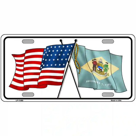 Delaware Crossed US Flag License Plate 24" x 12" (LLP)