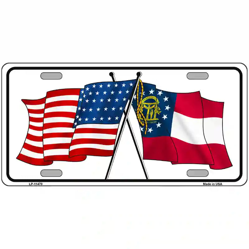 Georgia Crossed US Flag License Plate 24" x 12" (LLP)