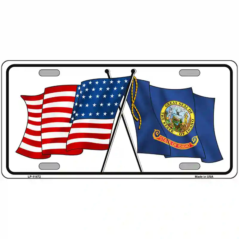 Idaho Crossed US Flag License Plate 24" x 12" (LLP)