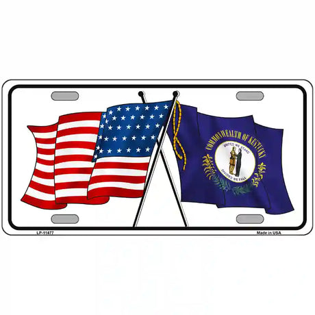 Kentucky Crossed US Flag License Plate 24" x 12" (LLP)