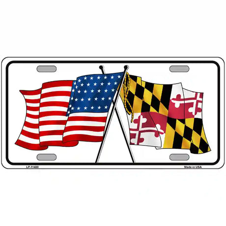 Maryland Crossed US Flag License Plate 24" x 12" (LLP)