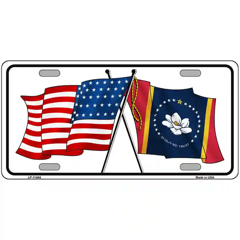 Mississippi Crossed US Flag License Plate 24" x 12" (LLP)