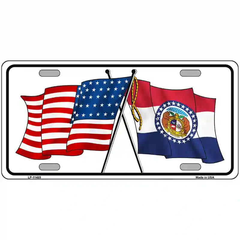 Missouri Crossed US Flag License Plate 24" x 12" (LLP)