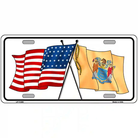 New Jersey Crossed US Flag License Plate 24" x 12" (LLP)