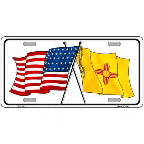 New Mexico Crossed US Flag License Plate 24" x 12" (LLP)