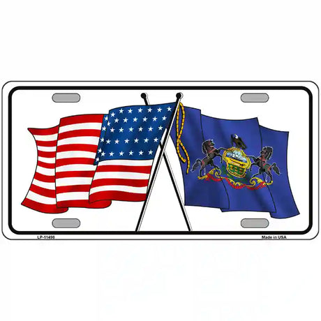 Pennsylvania Crossed US Flag License Plate 24" x 12" (LLP)