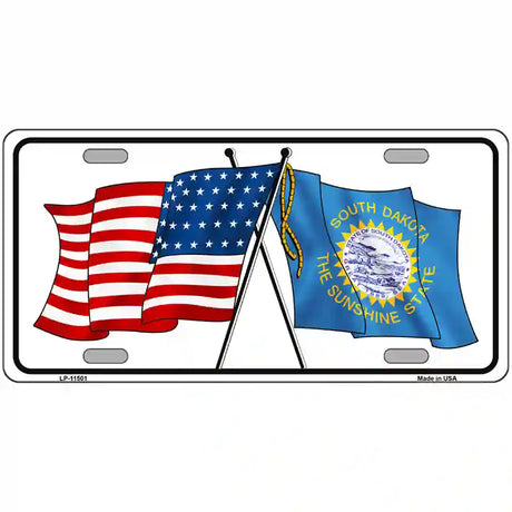 South Dakota Crossed US Flag License Plate 24" x 12" (LLP)