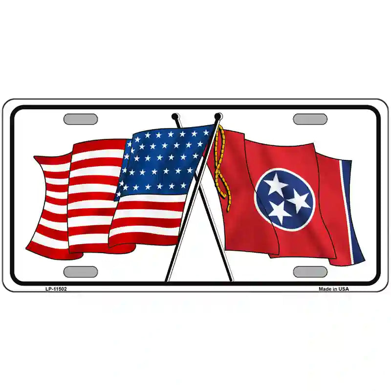 Tennessee Crossed US Flag License Plate 24" x 12" (LLP)